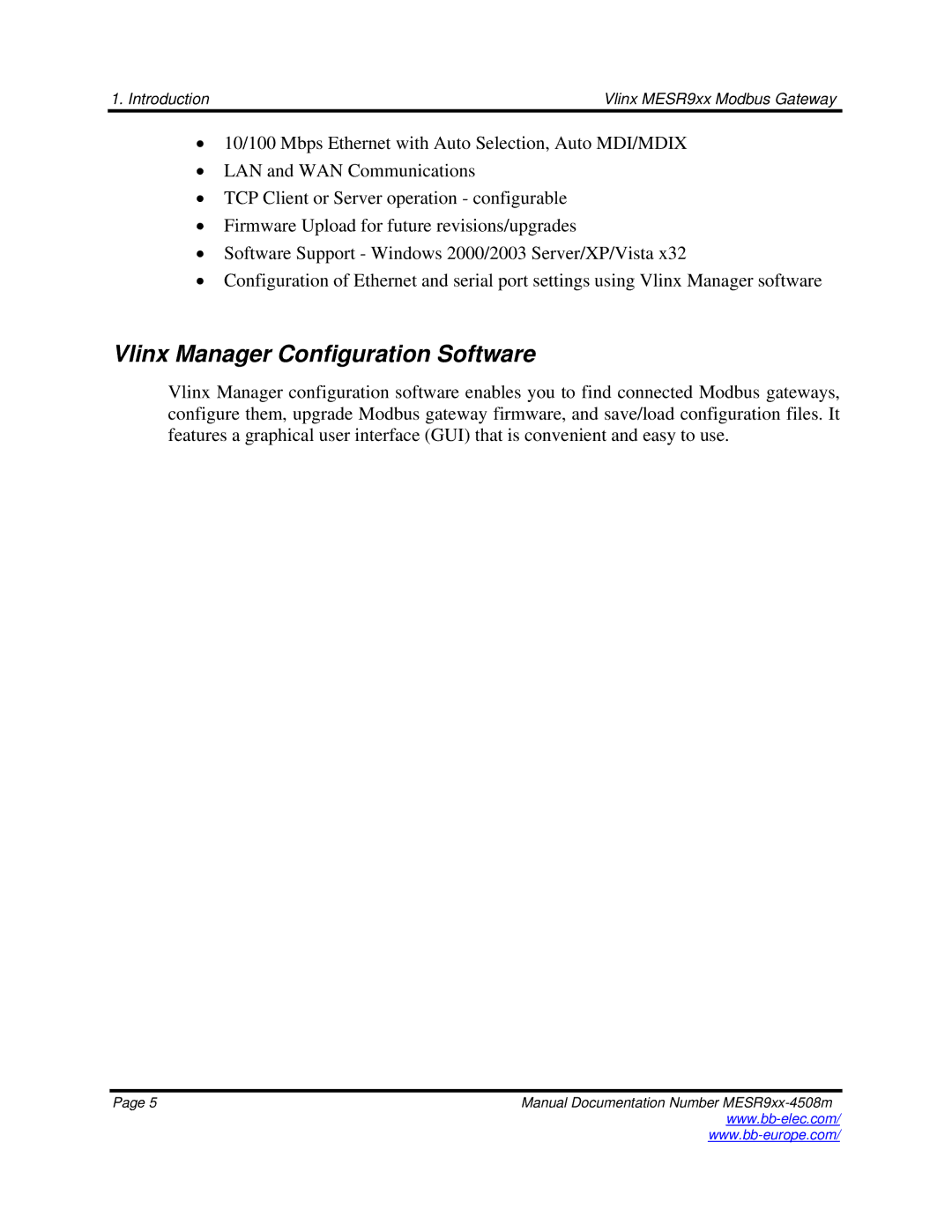 B&B Electronics MESR9xx manual Vlinx Manager Configuration Software 