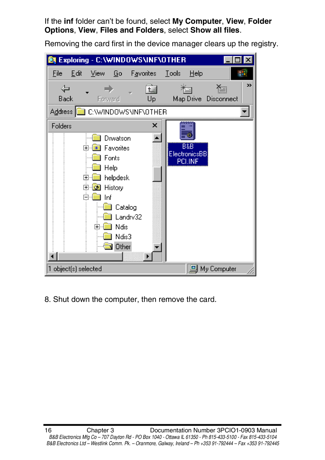 B&B Electronics RS-422 manual Chapter Documentation Number 3PCIO1-0903 Manual 