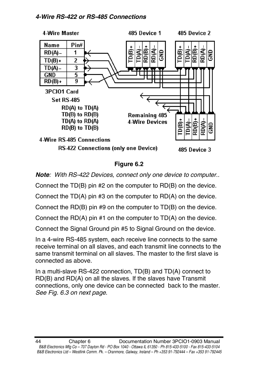 B&B Electronics manual Wire RS-422 or RS-485 Connections 