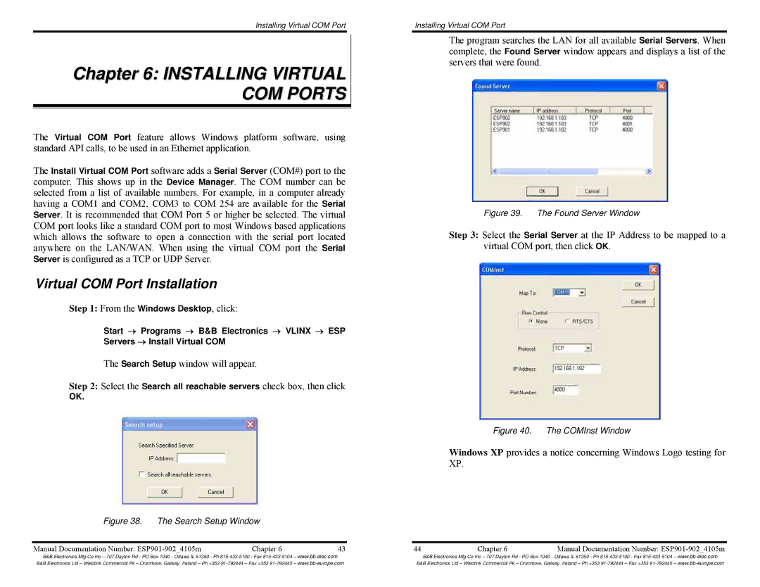 B&B Electronics RS-232, RS-485, RS-422 manual Installing Virtual COM Ports, Virtual COM Port Installation 