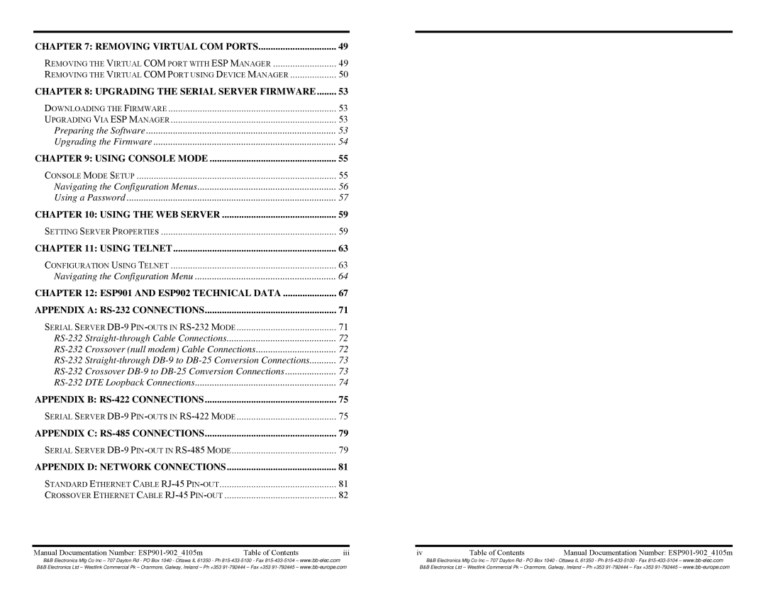 B&B Electronics RS-485, RS-422, RS-232, Multi-Interface Ethernet Serial Servers manual Using Console Mode 