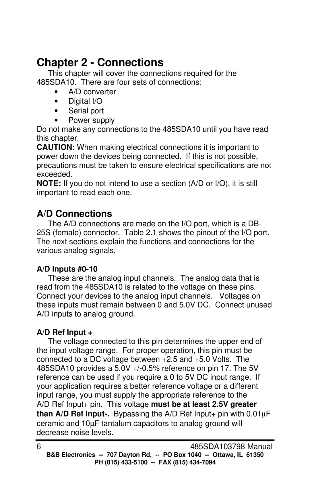 B&B Electronics RS-485 manual Inputs #0-10, Ref Input + 