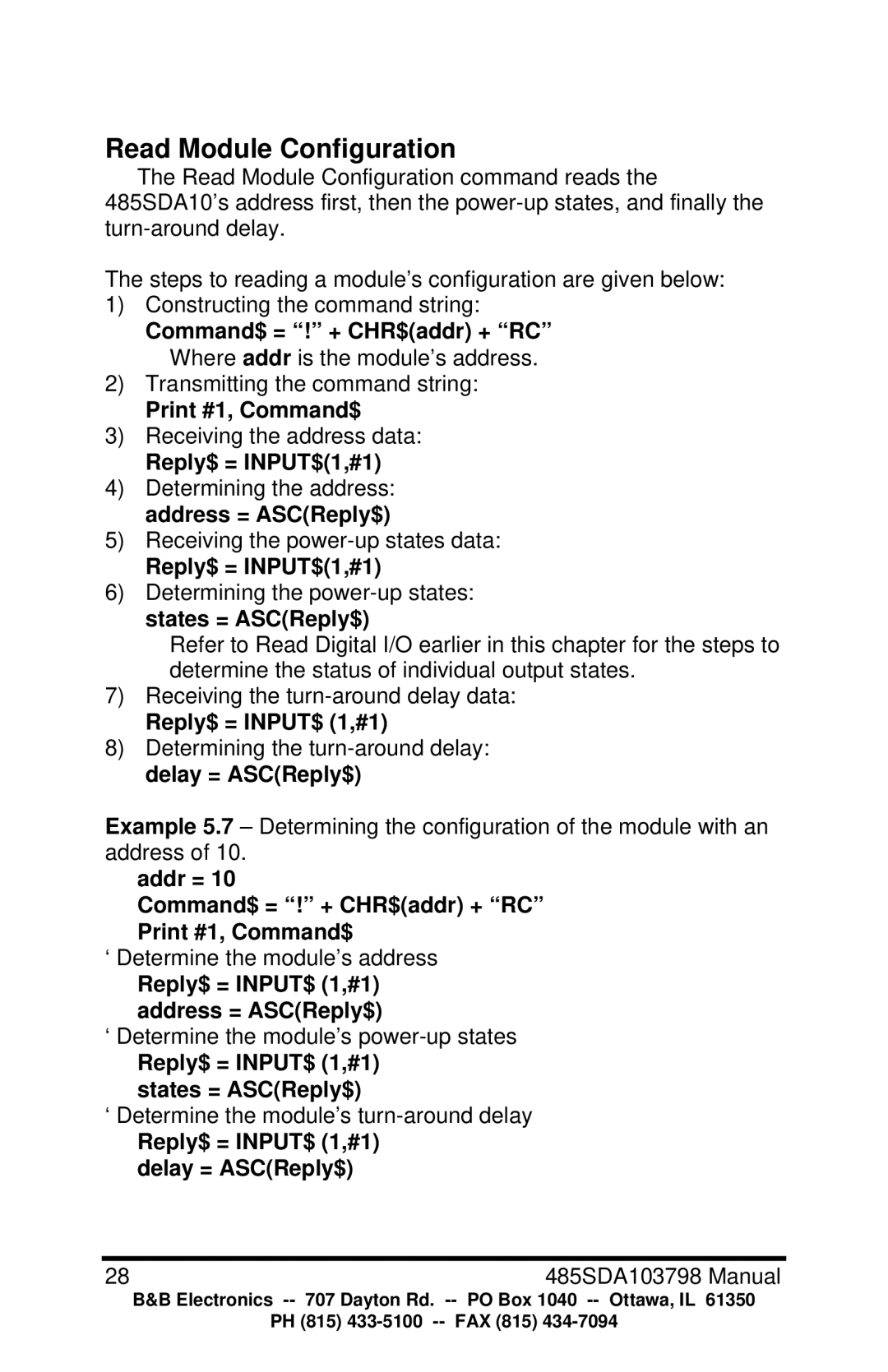 B&B Electronics RS-485 manual Read Module Configuration 