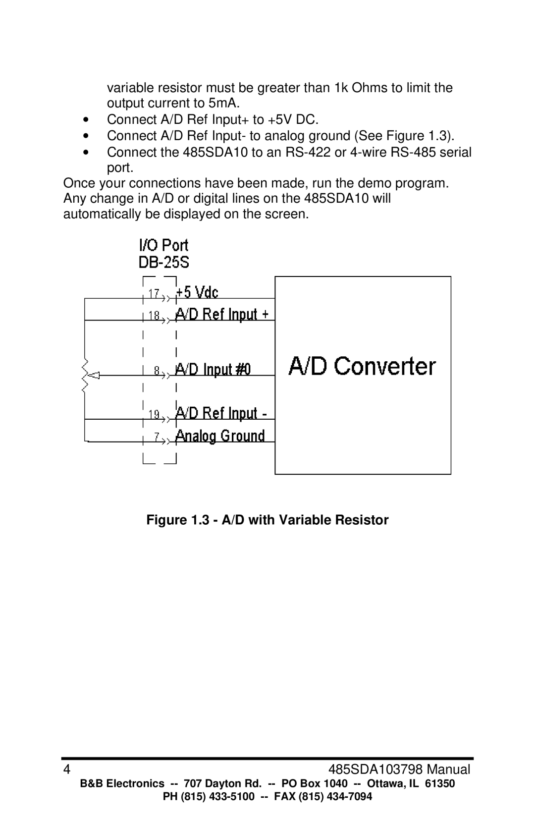 B&B Electronics RS-485 manual A/D with Variable Resistor 