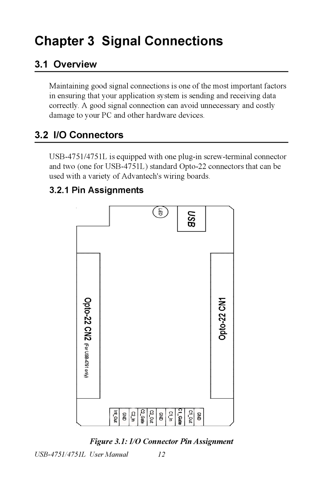 B&B Electronics USB-4751/4751L user manual Overview, I/O Connectors, Pin Assignments 