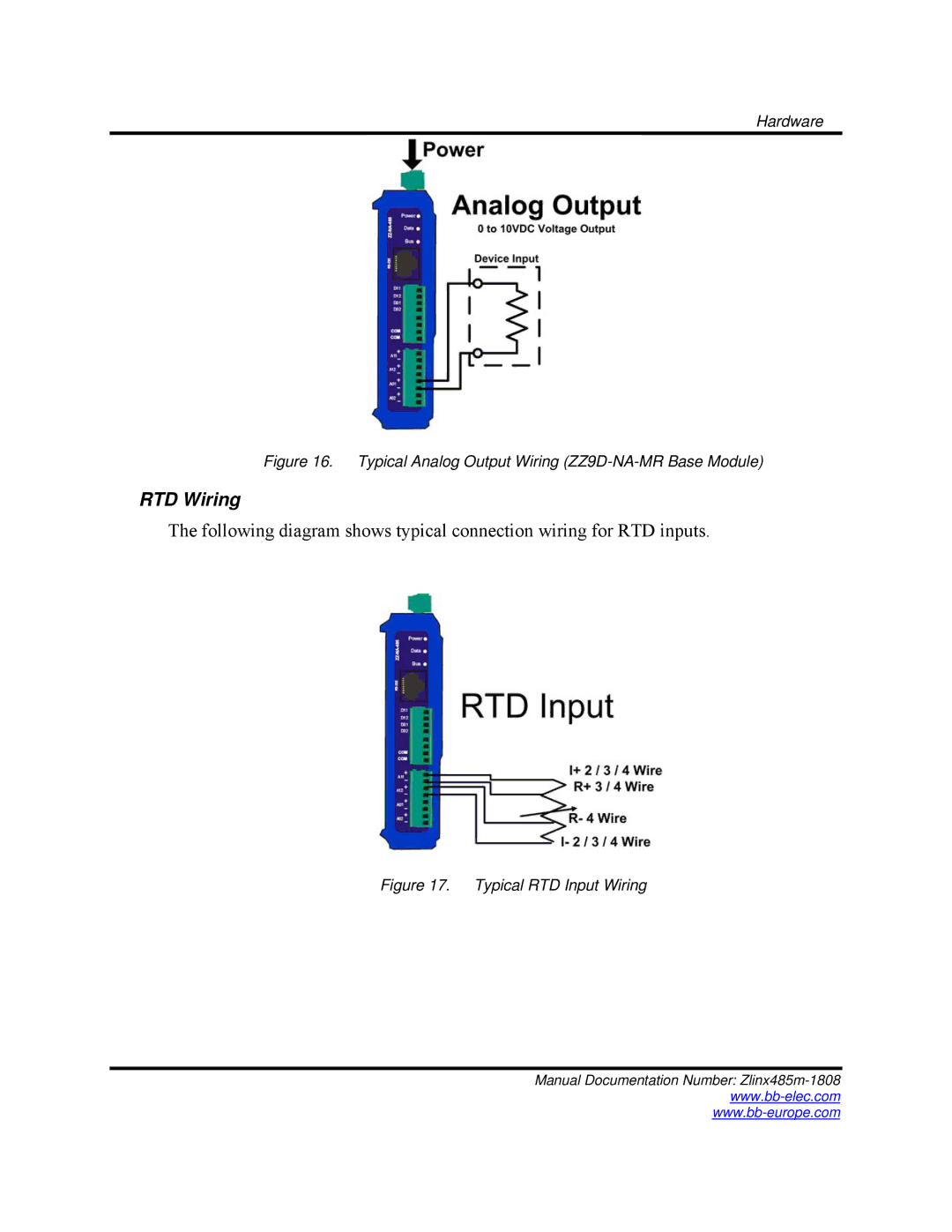 B&B Electronics Zlinx 485 manual RTD Wiring 