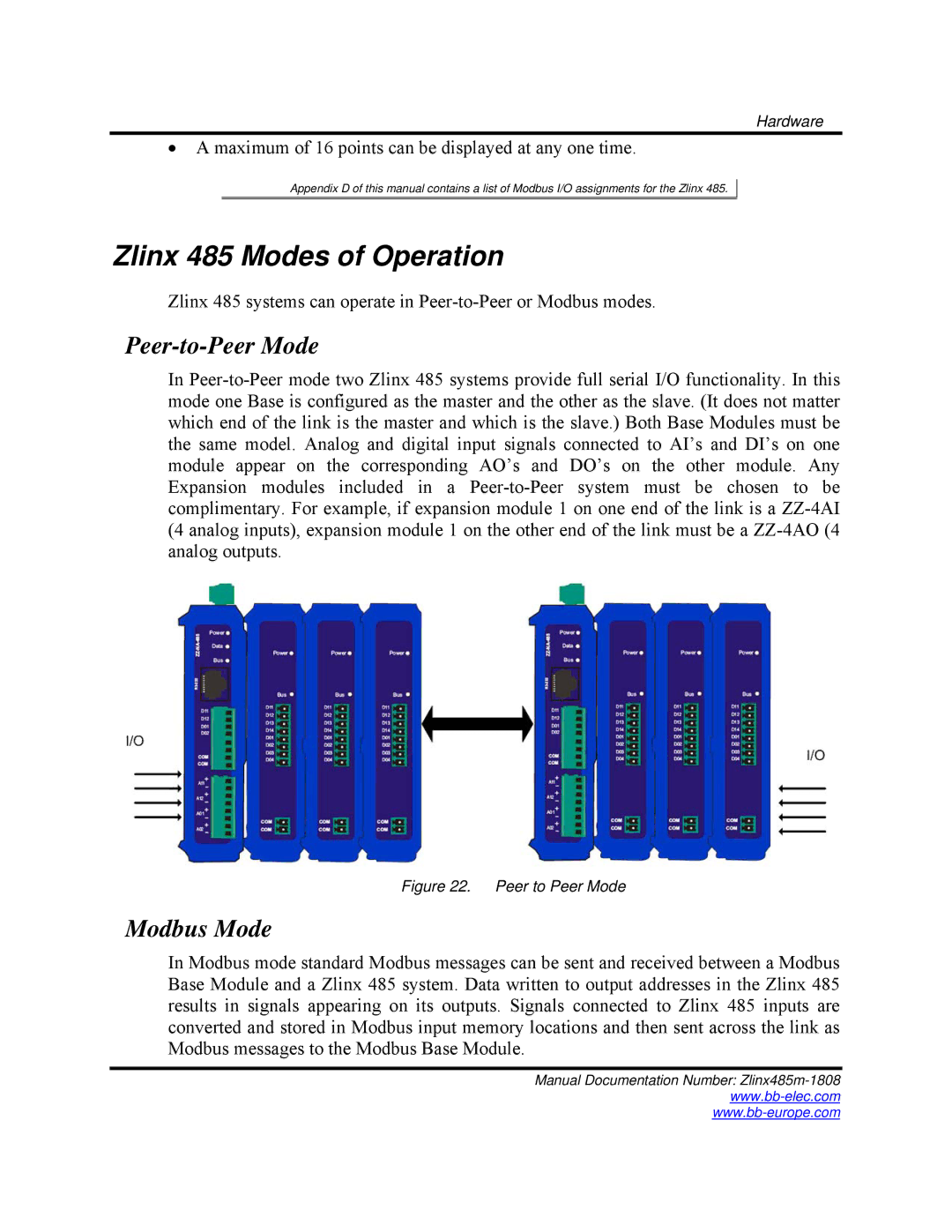 B&B Electronics manual Zlinx 485 Modes of Operation, Peer-to-Peer Mode, Modbus Mode 