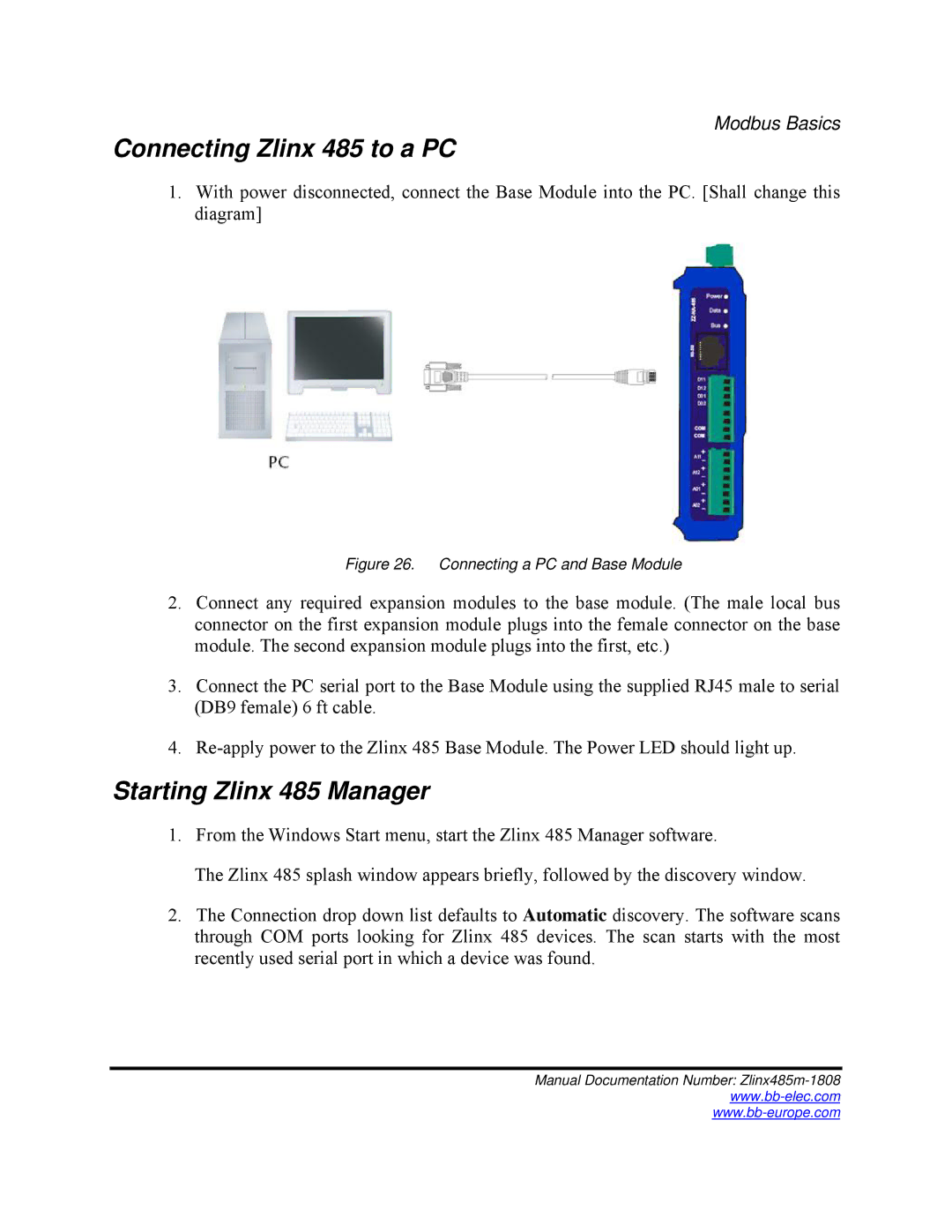 B&B Electronics manual Connecting Zlinx 485 to a PC 