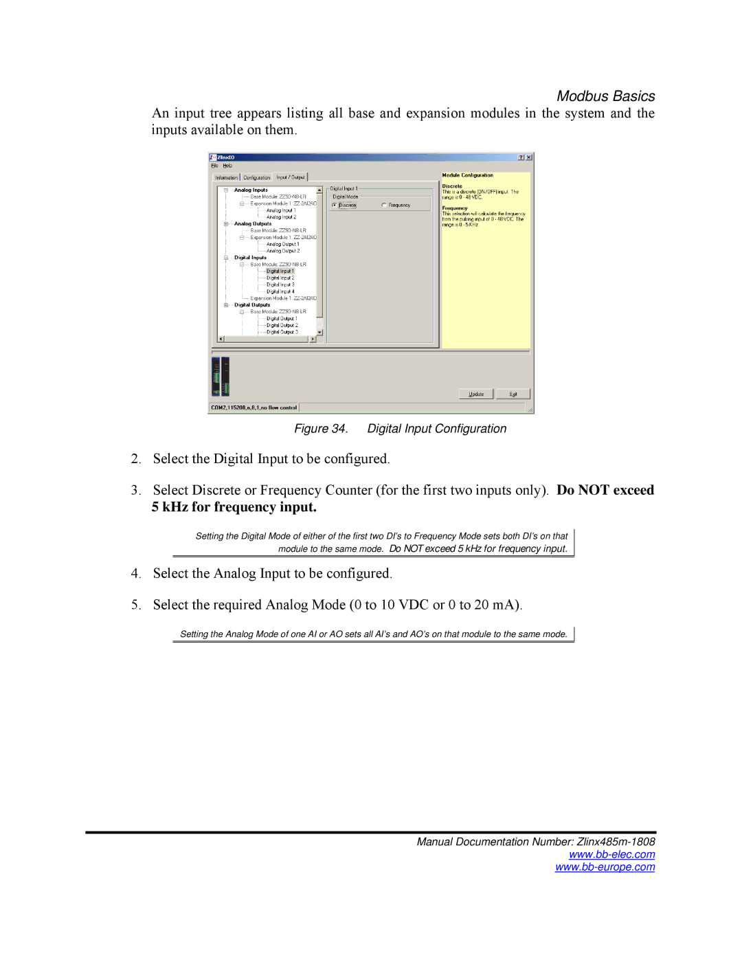 B&B Electronics Zlinx 485 manual Digital Input Configuration 