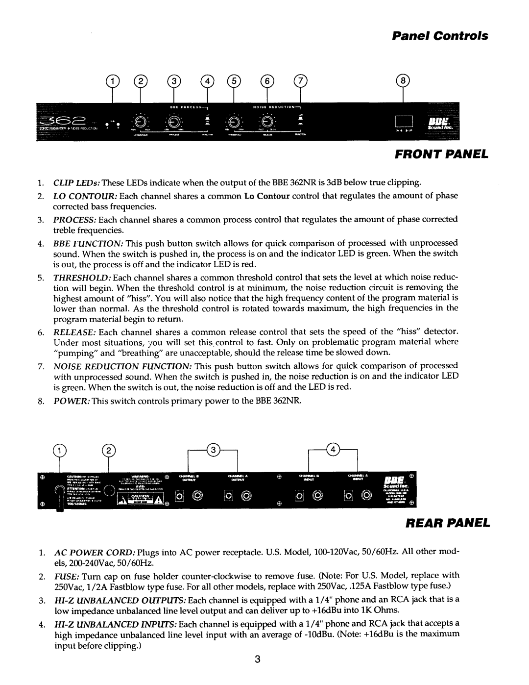 BBE 362NR manual 