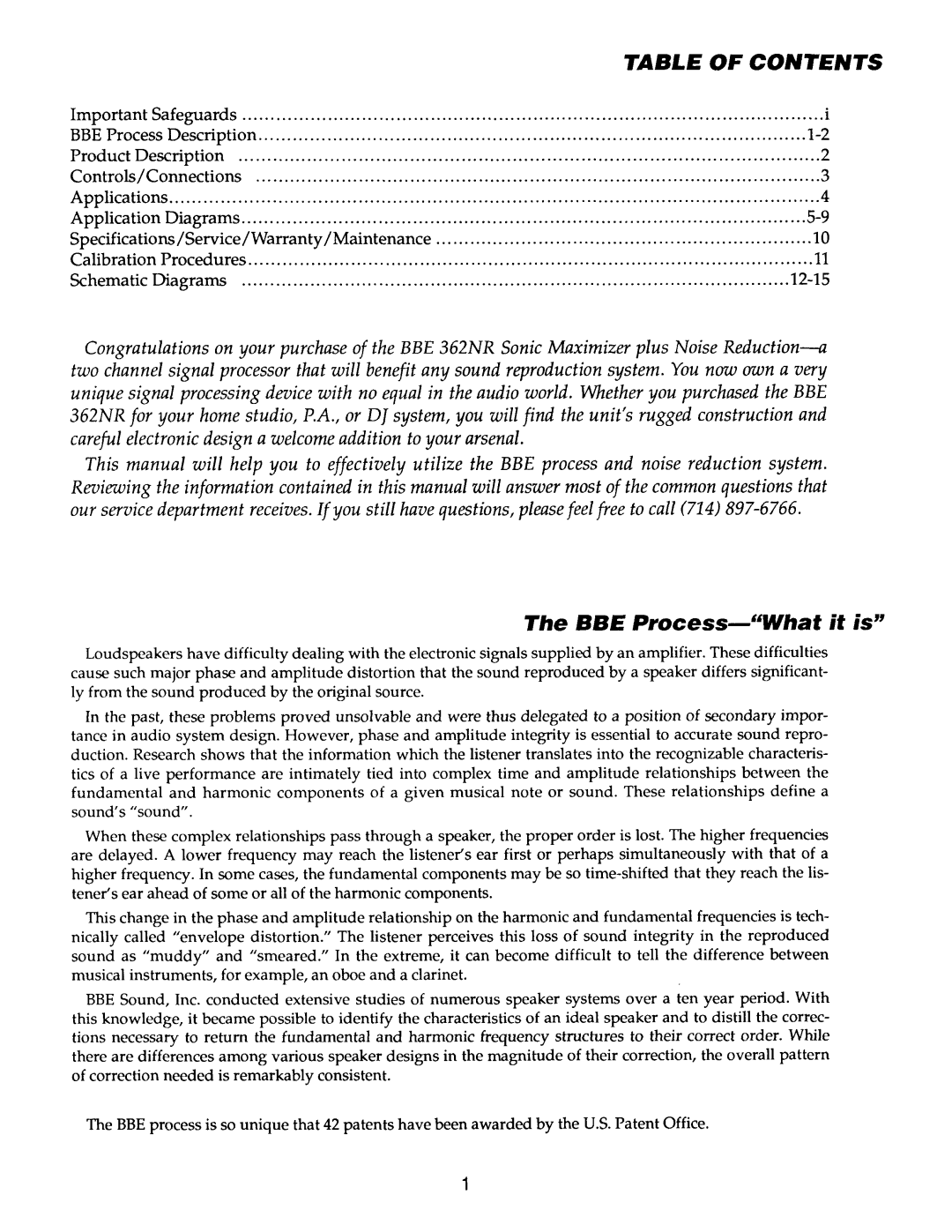 BBE 362NR manual 