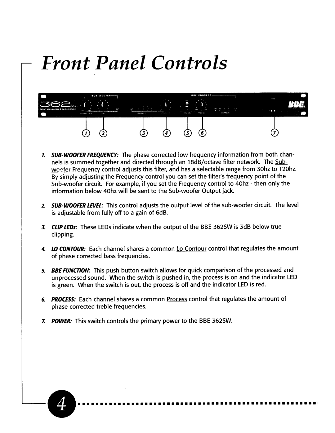 BBE 362SW manual 