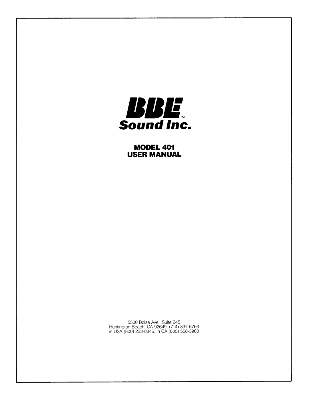 BBE 401 manual 