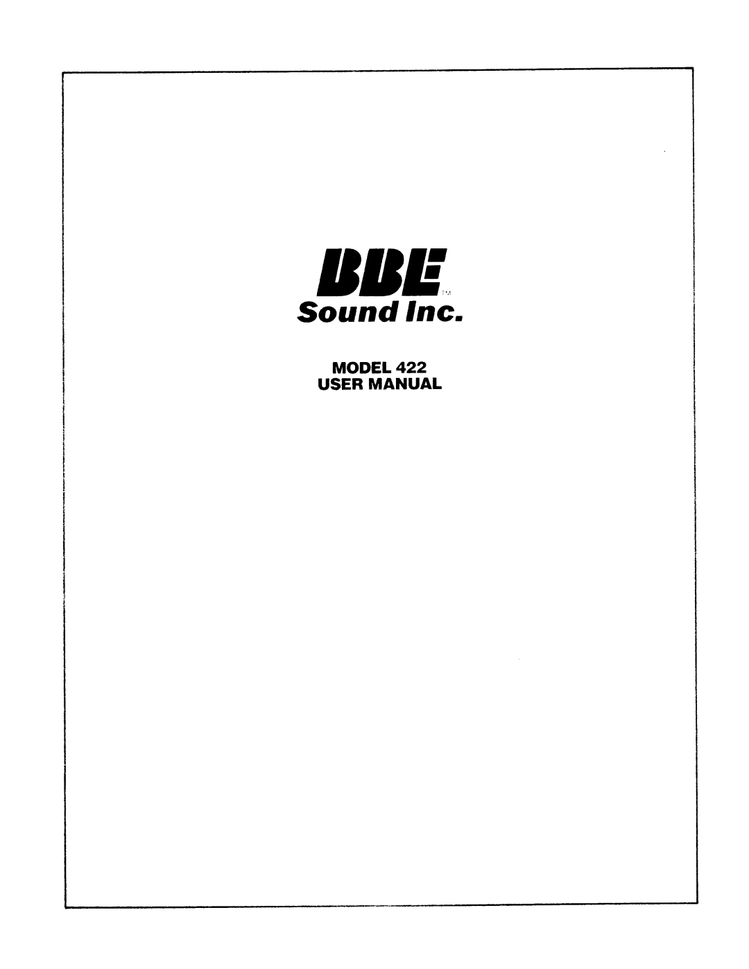 BBE BBE 422 manual 