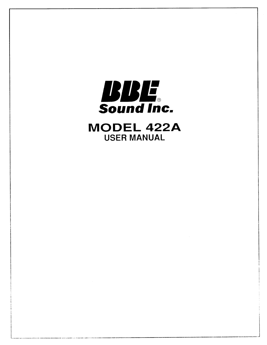 BBE BBE 422A manual 