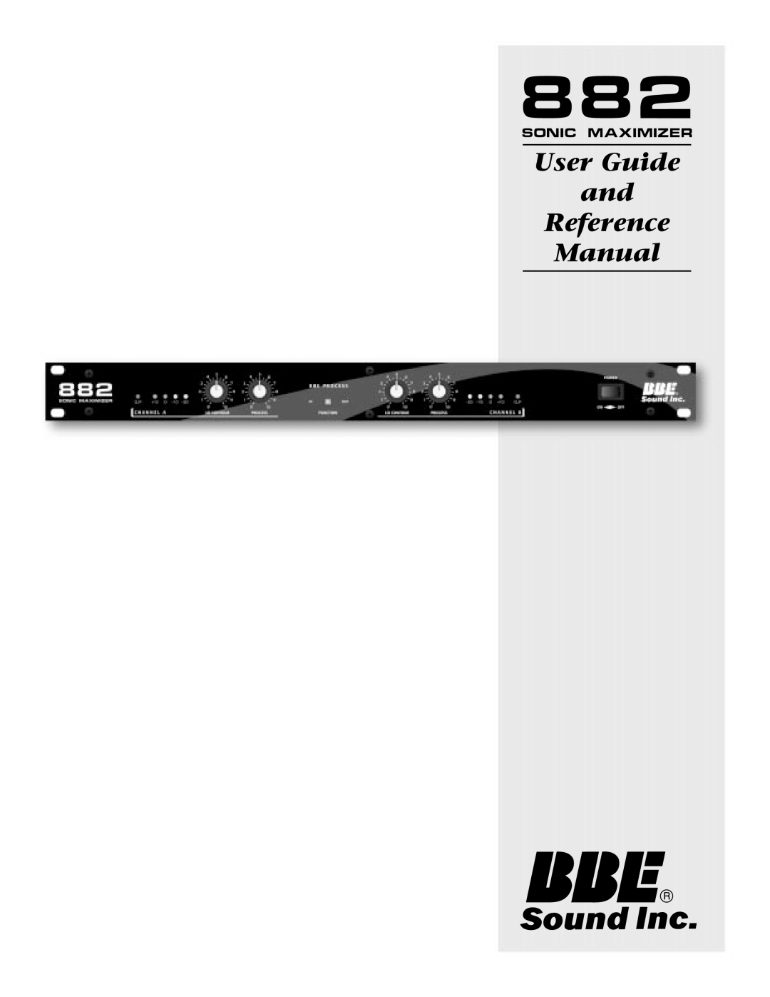 BBE BBE 882 manual User Guide and Reference Manual, Sonic Maximizer 