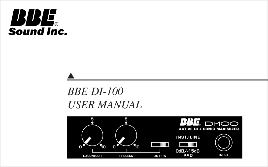 BBE BBE DI-100 user manual 