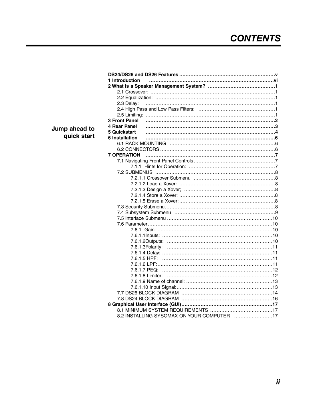 BBE DS24, DS26 manual Contents 