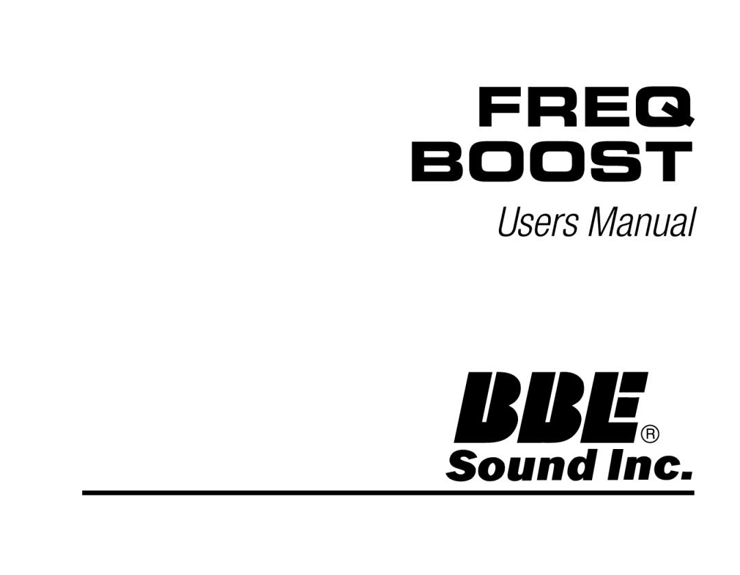 BBE Freq Boost user manual 