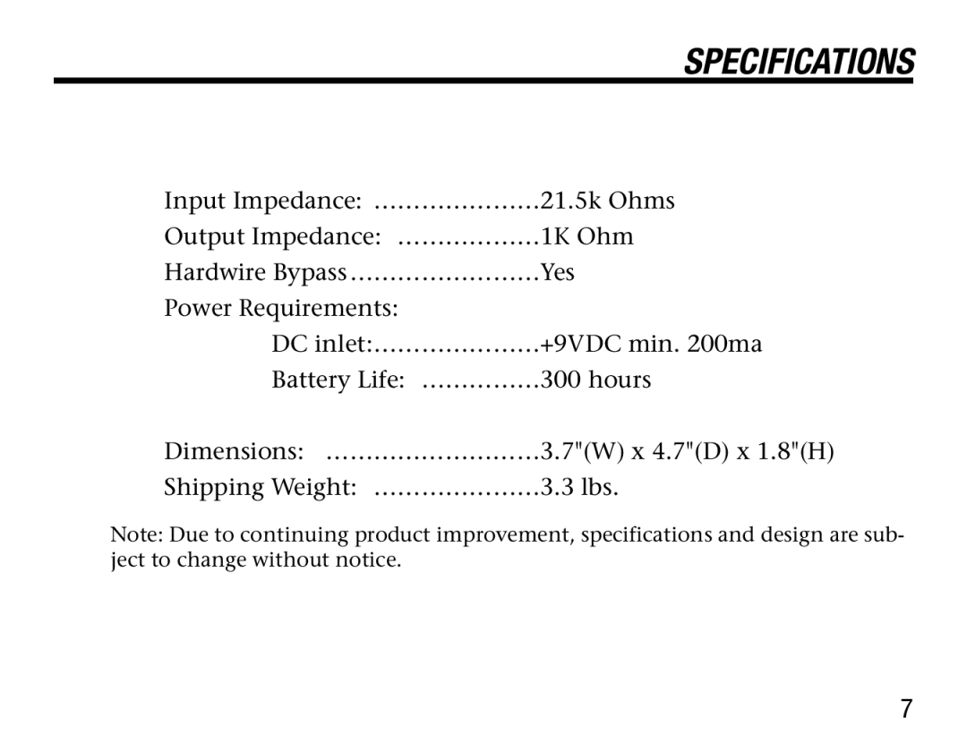 BBE Freq Boost user manual Specifications 