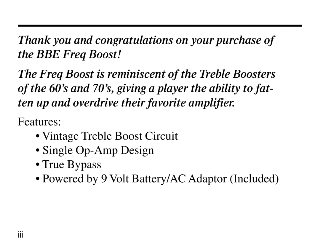 BBE Freq Boost user manual Iii 