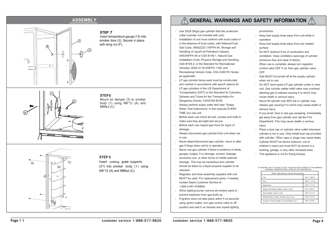 BBQ Pro 137.23672310 manual General Warnings and Safety Information 