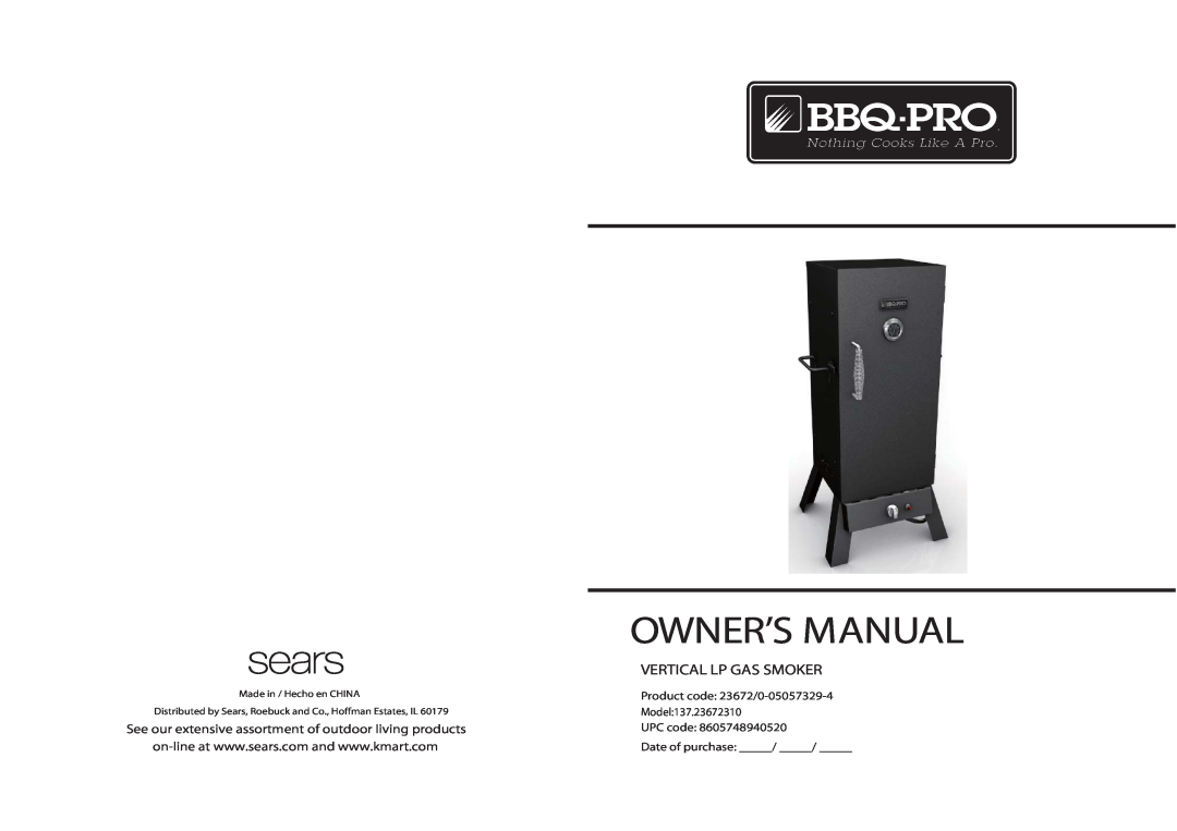BBQ Pro 137.23672310 manual See our extensive assortment of outdoor living products, UPC code, Owner’S Manual 