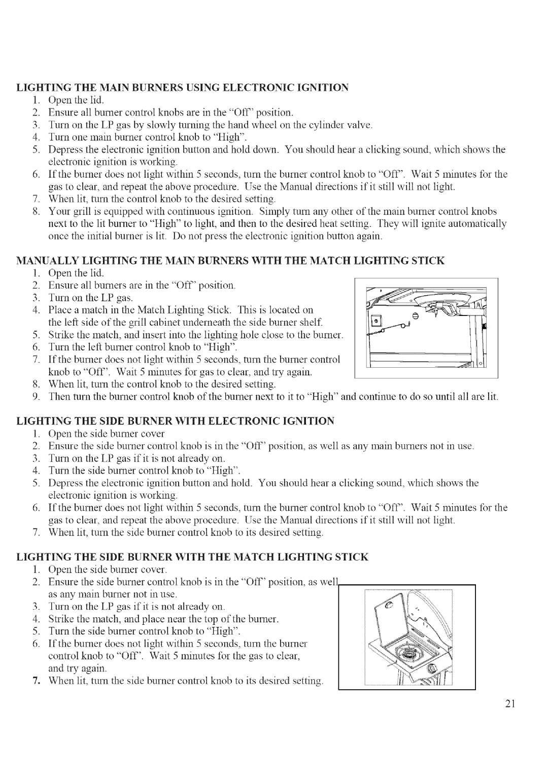 BBQ Pro BQ04023-2, BQ52006 manual Lighting the Side Burner with Electronic Ignition 