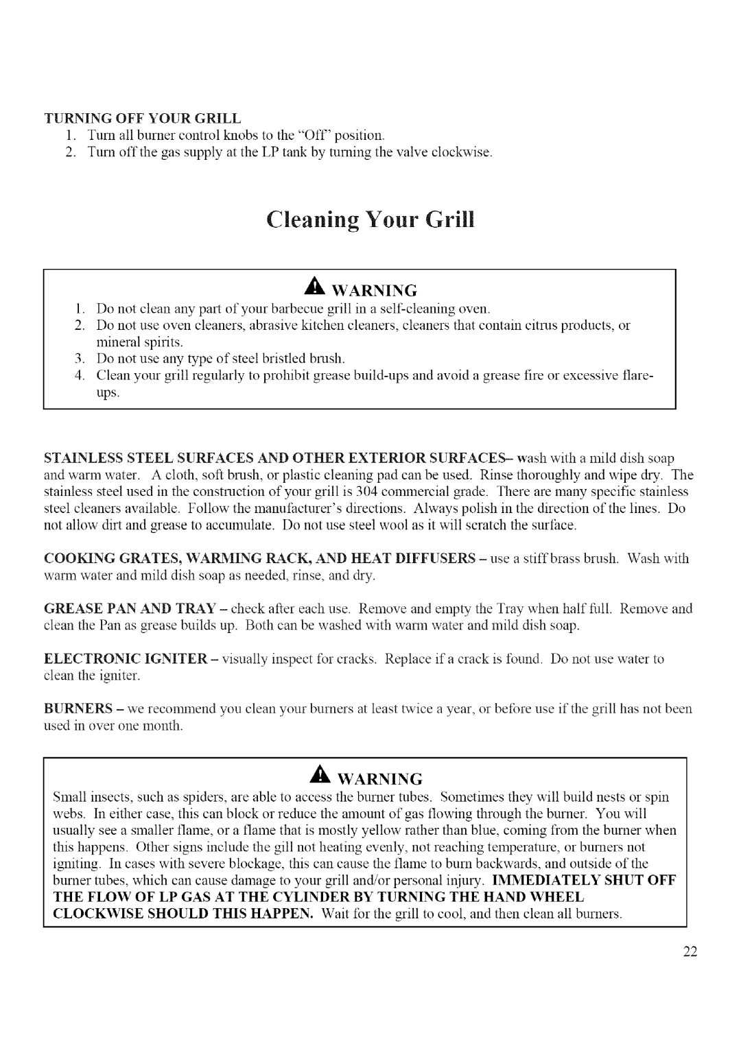 BBQ Pro BQ52006, BQ04023-2 manual Turning OFF Your Grill, Flow of LP GAS AT the Cylinder by Turning the Hand Wheel 