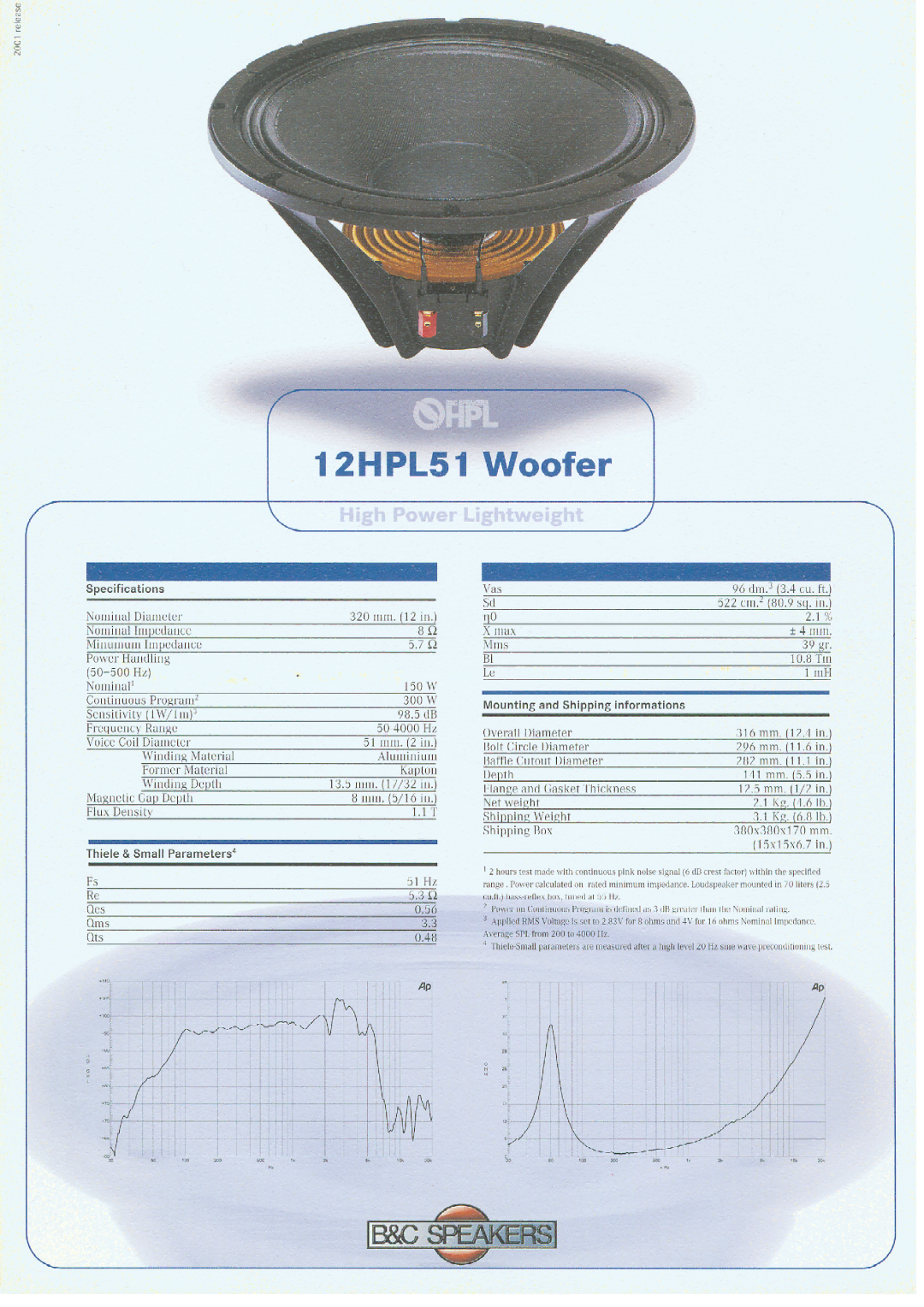 B&C Speakers 12HPL51 manual 