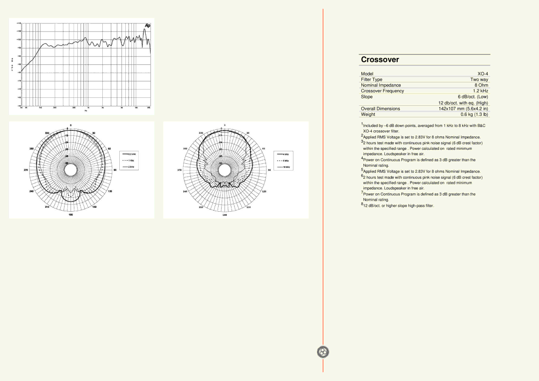 B&C Speakers 15CX40 specifications Crossover 