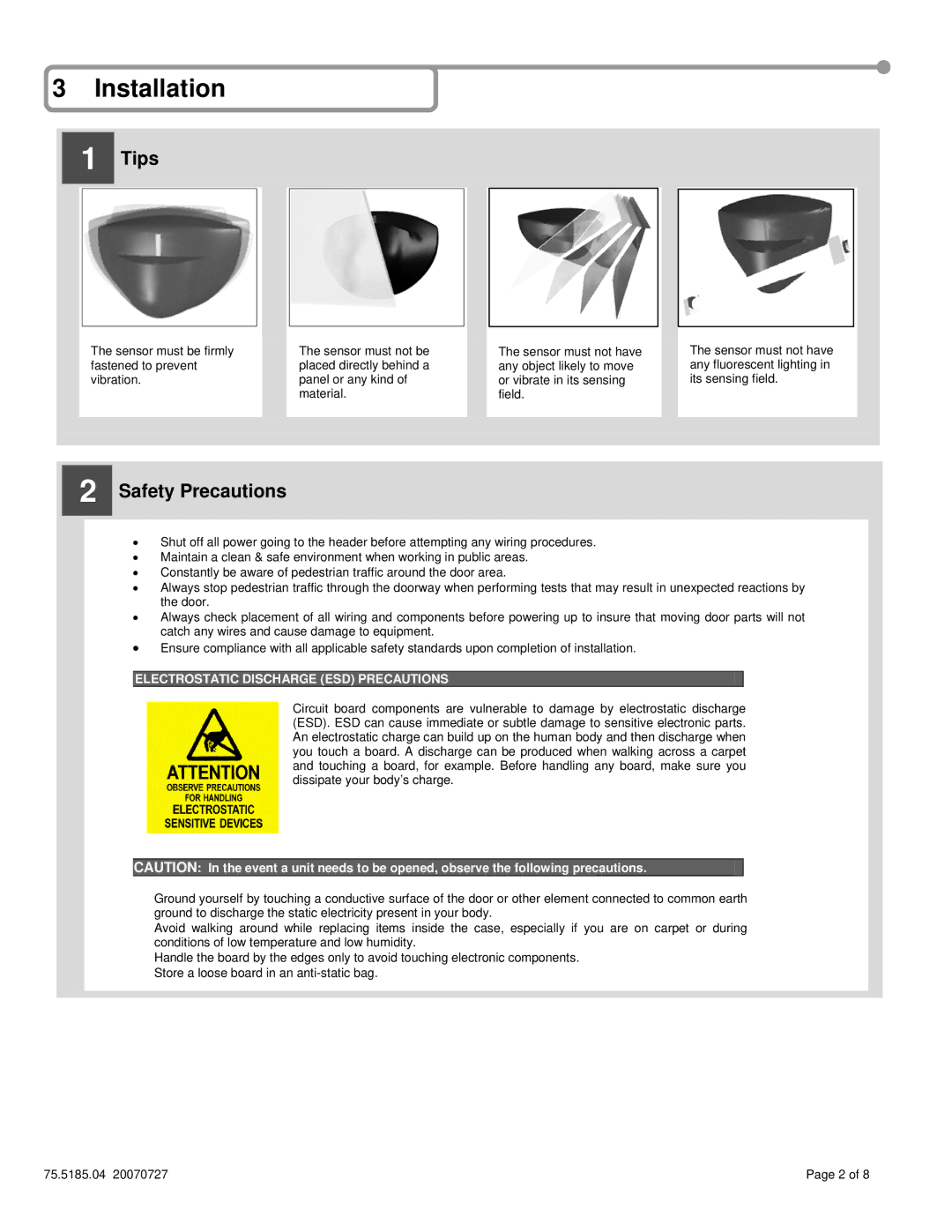 BEA 10 technical specifications Installation, Tips, Safety Precautions 