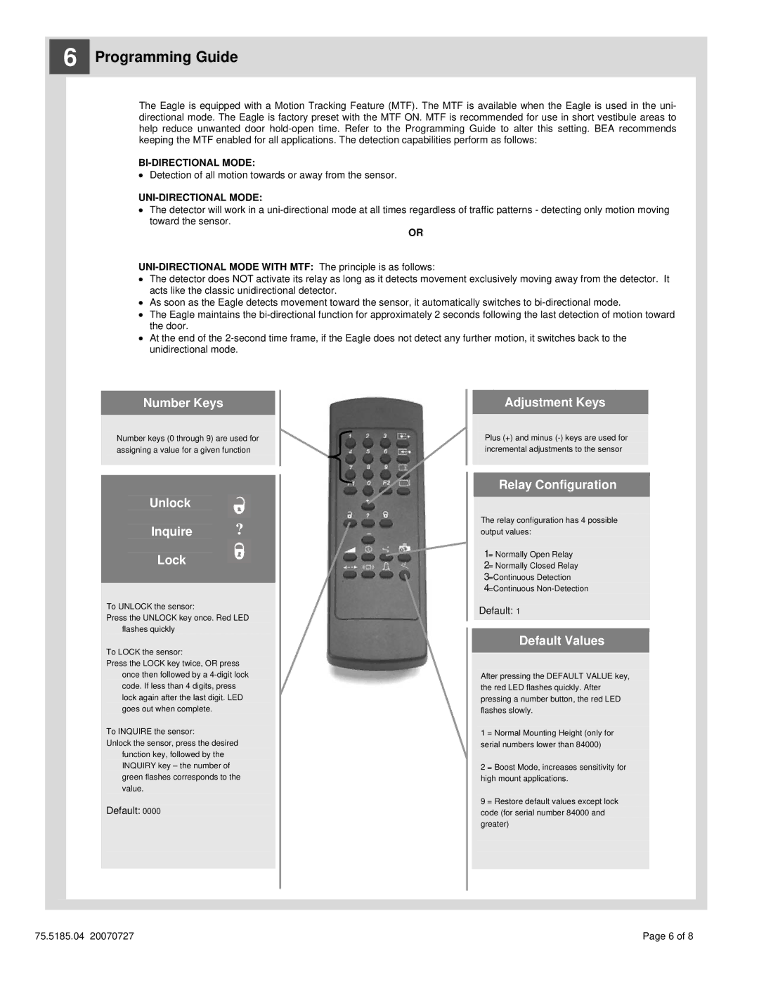 BEA 10 technical specifications Programming Guide 