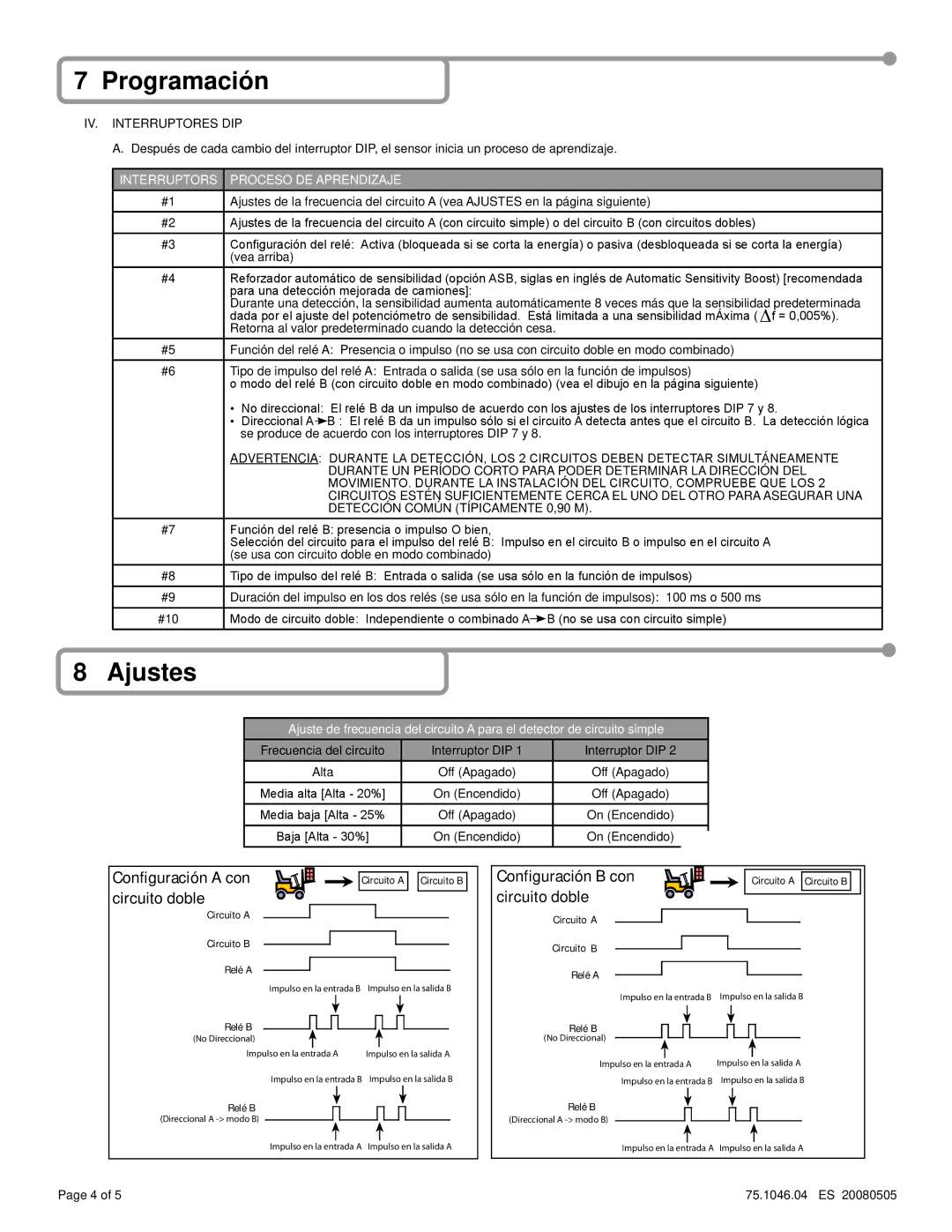 BEA 10MATRIX Ajustes, IV. Interruptores DIP, Interruptors Proceso DE Aprendizaje, Detección Común Típicamente 0,90 M 