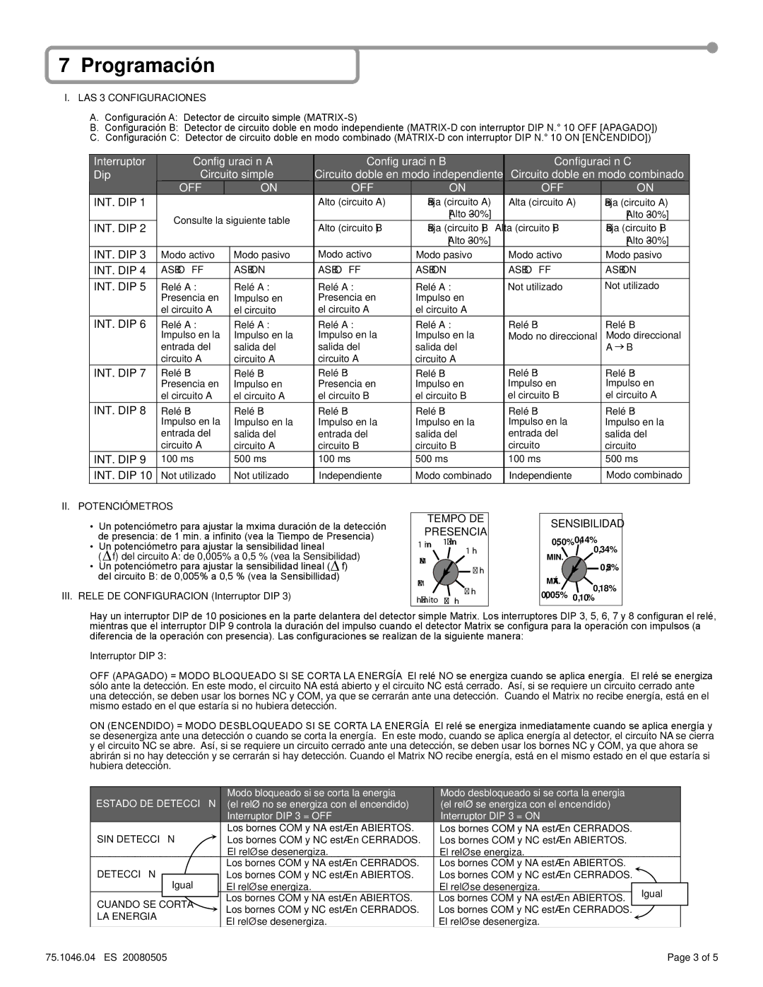 BEA 10MATRIX warranty Programación, LAS 3 Configuraciones, II. Potenciómetros 