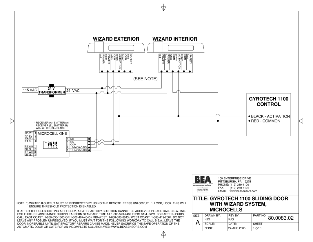 BEA 1100 manual Wizard Exterior Wizard Interior, 80.0083.02, Size Drawn by REV by, KJG Scale Date Sheet None, 24 AUG 