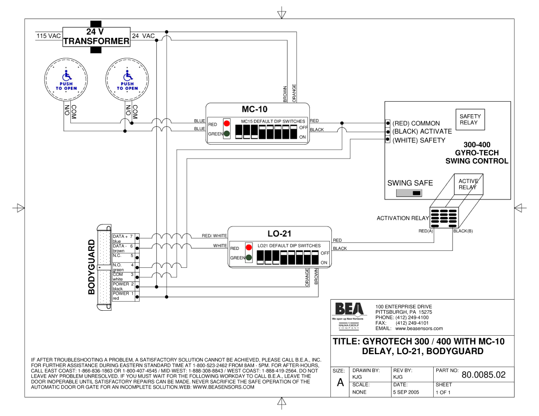 BEA 1100 manual Transformer, Title Gyrotech 300 / 400 with MC-10, DELAY, LO-21, Bodyguard, 80.0085.02 