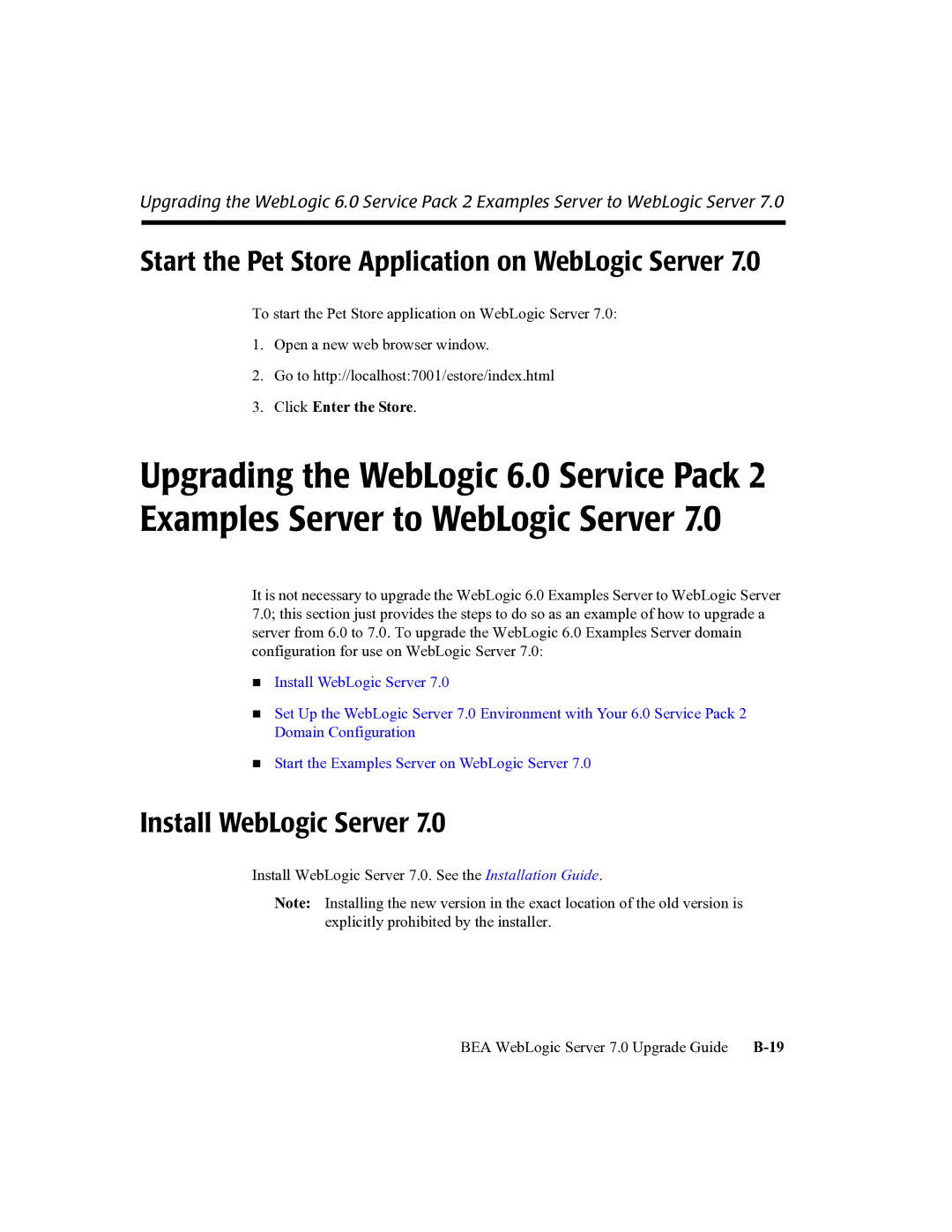 BEA 7 manual Start the Pet Store Application on WebLogic Server, Install WebLogic Server 