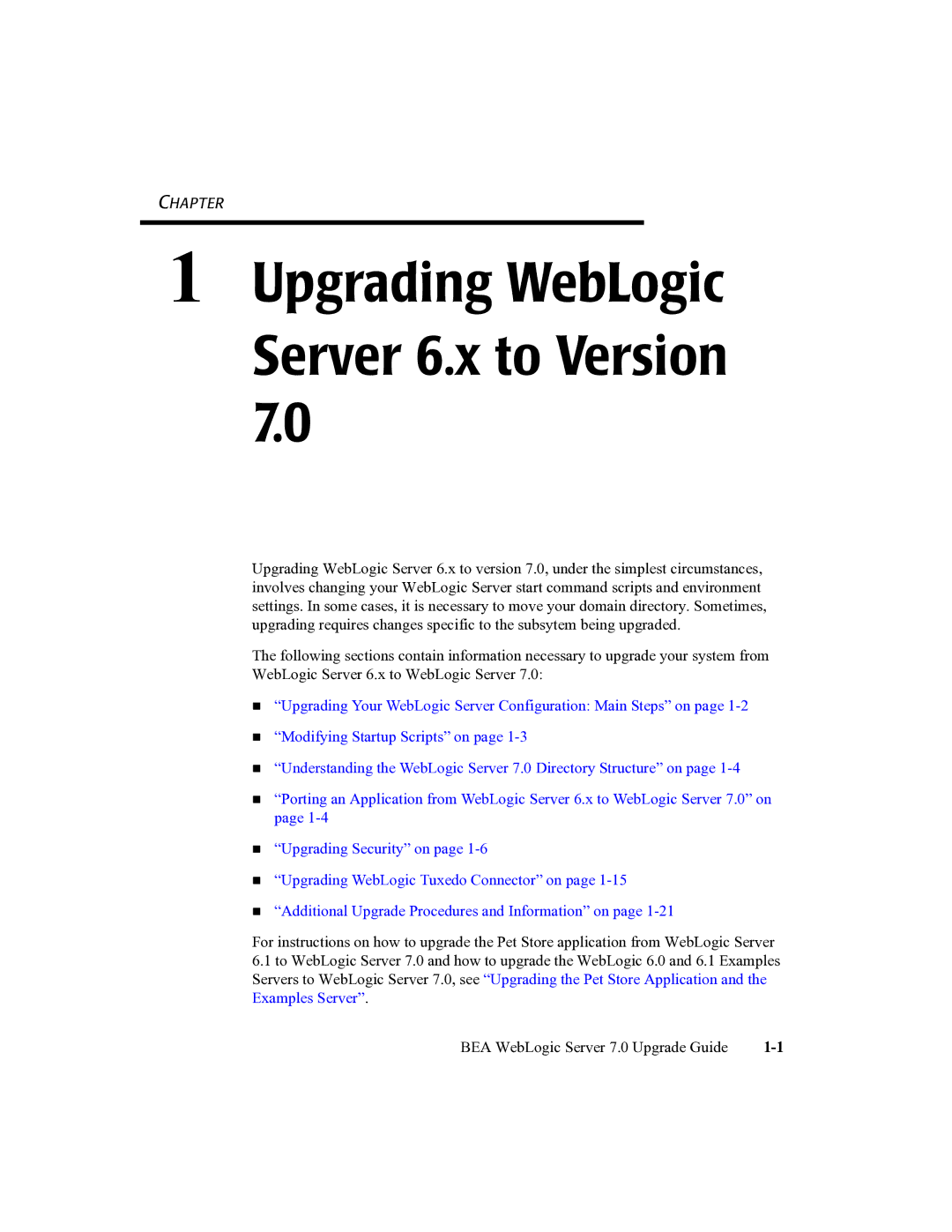 BEA 7 manual Upgrading WebLogic Server 6.x to Version 