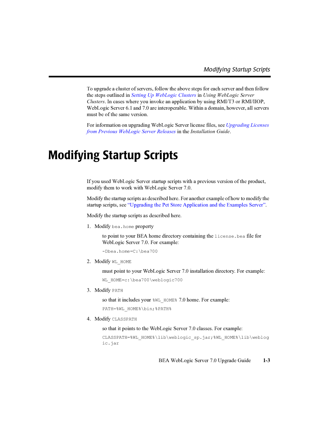 BEA 7 manual Modifying Startup Scripts 