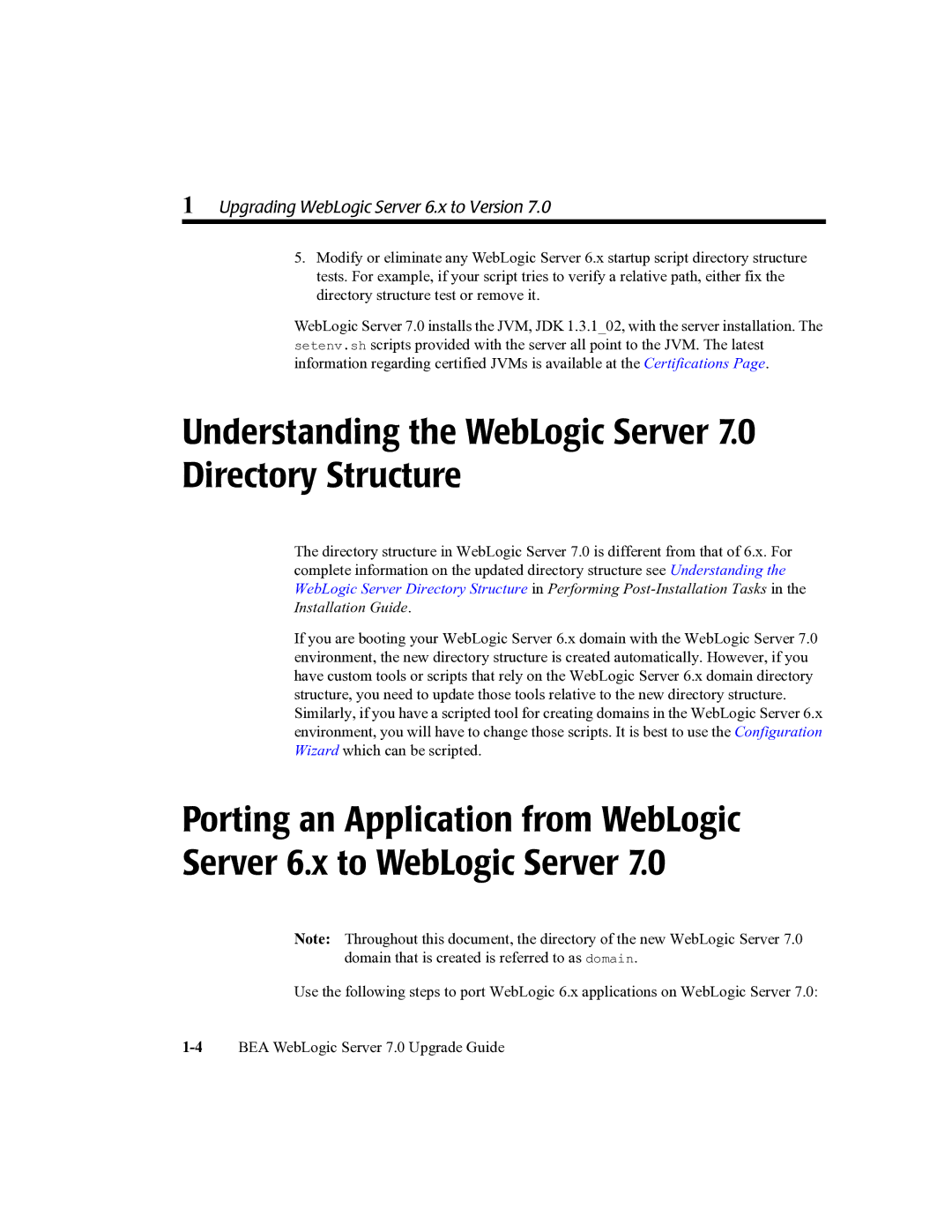 BEA manual Understanding the WebLogic Server 7.0 Directory Structure 