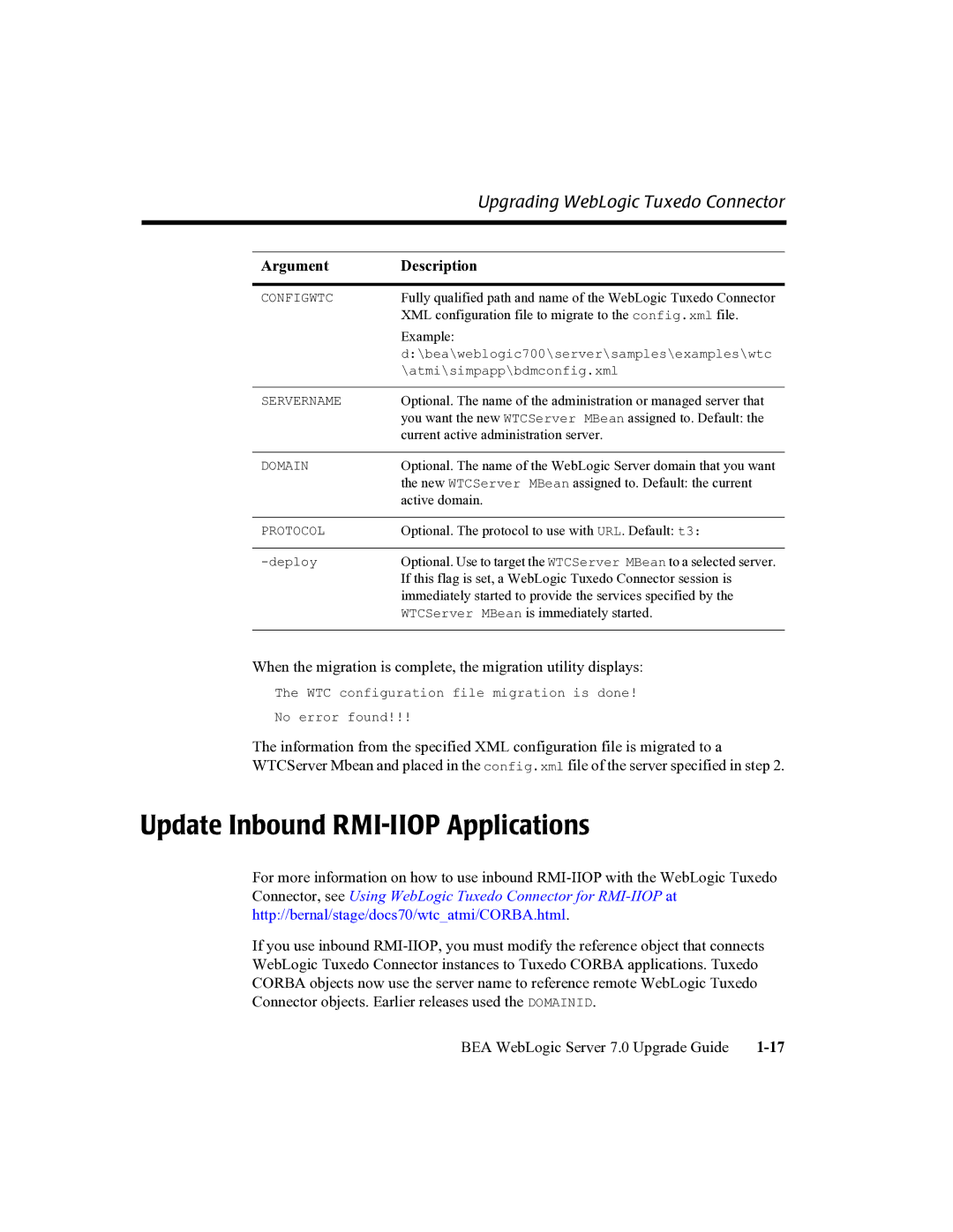 BEA 7 manual Update Inbound RMI-IIOP Applications 