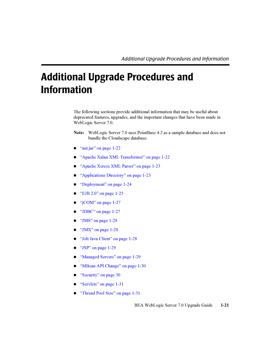 BEA 7 manual Additional Upgrade Procedures and Information 