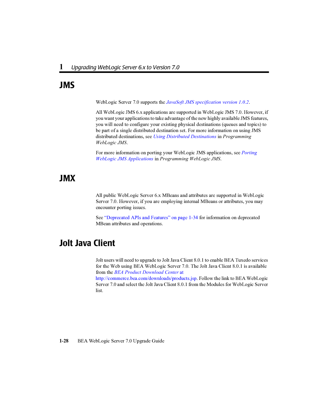 BEA 7 manual Jms, Jolt Java Client 