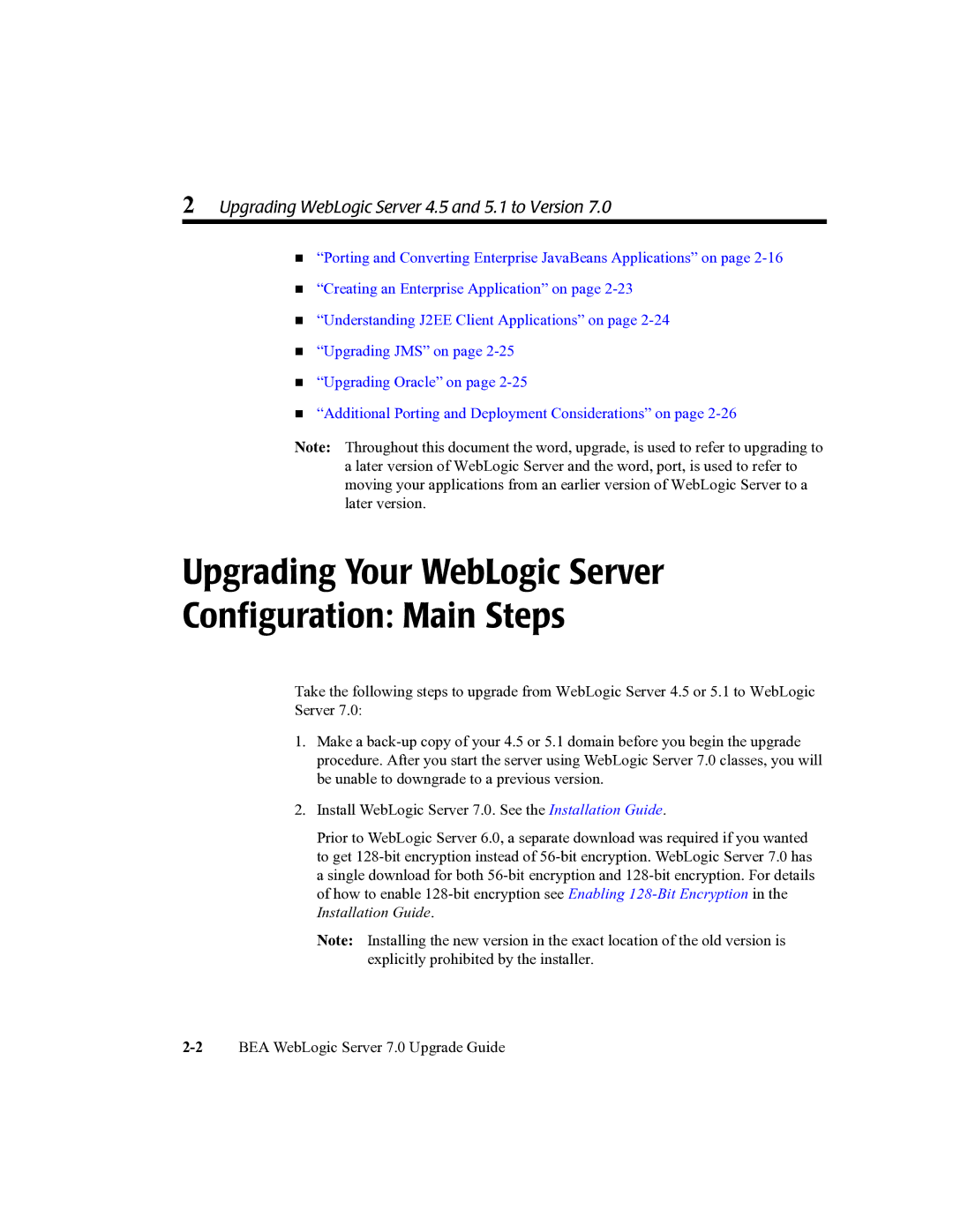 BEA 7 manual Upgrading WebLogic Server 4.5 and 5.1 to Version 