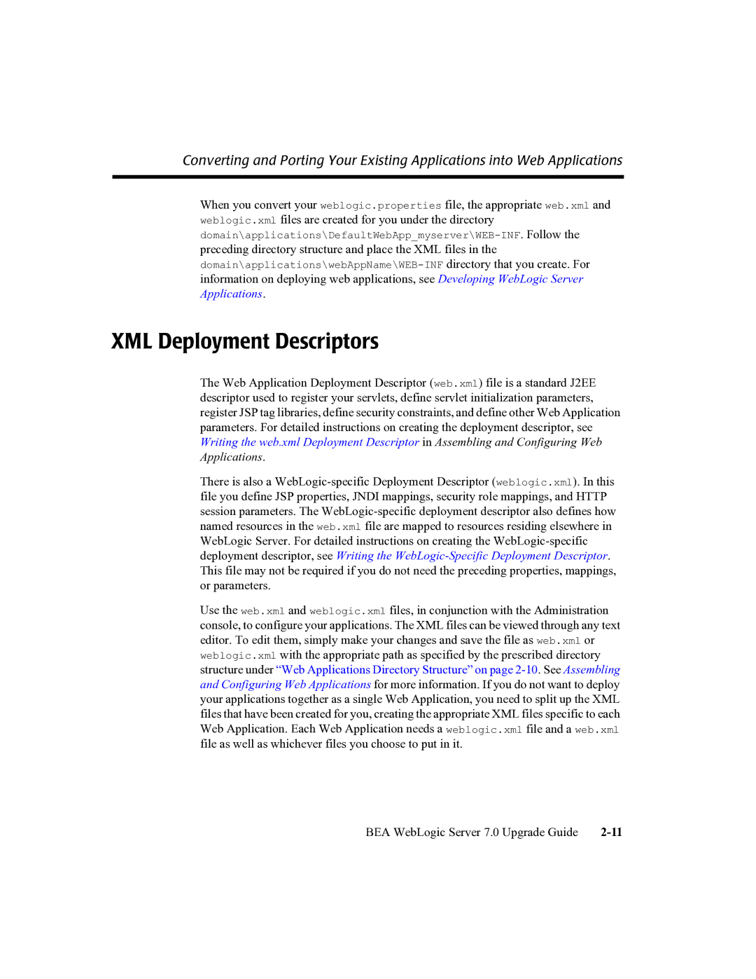 BEA 7 manual XML Deployment Descriptors 