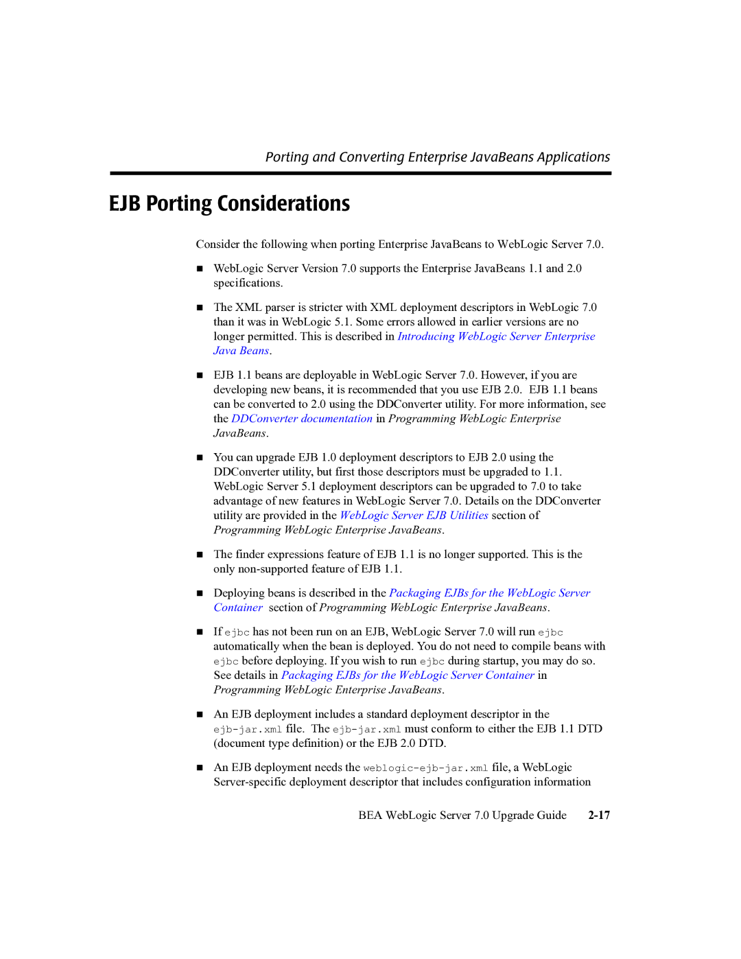 BEA 7 manual EJB Porting Considerations 