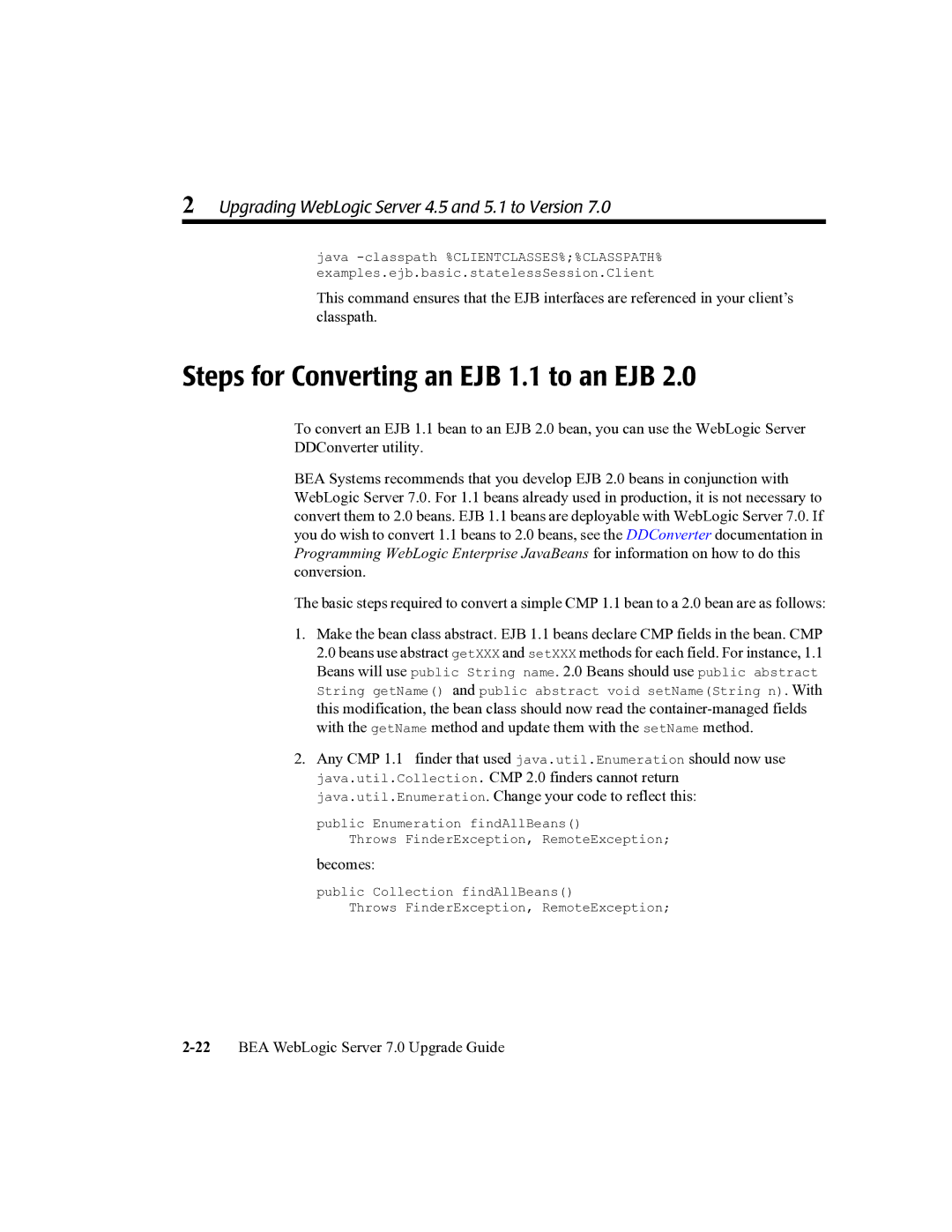 BEA 7 manual Steps for Converting an EJB 1.1 to an EJB 