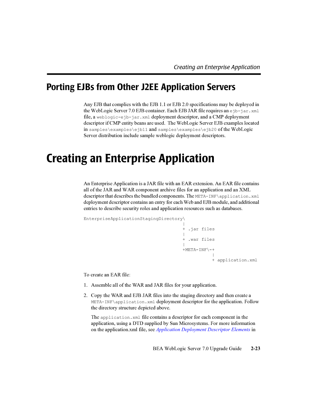 BEA 7 manual Creating an Enterprise Application, Porting EJBs from Other J2EE Application Servers 