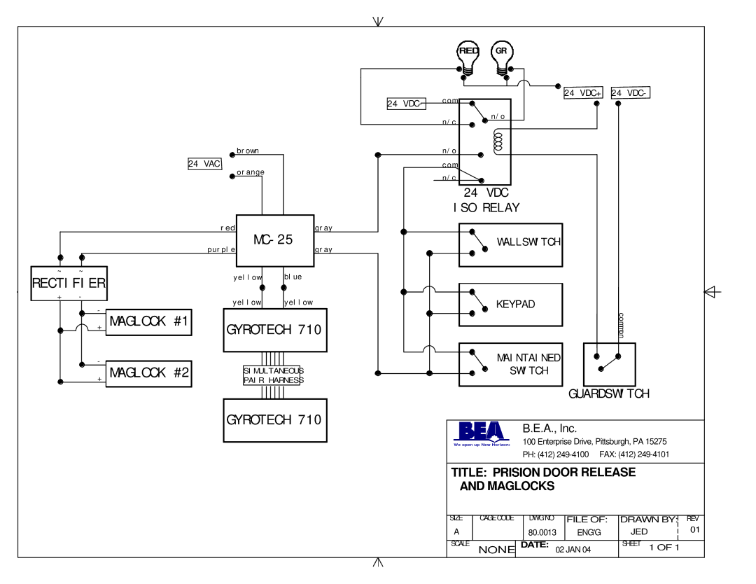 BEA 80.0000.02 manual Maglock #1, Title Prision Door Release 